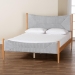 Baxton Studio Taylin Mid-Century Grey Corduroy and Oak Brown Wood Queen Bed - BSOMG0243-Grey-HC1315-16/NT-Oak-Queen