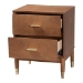 Baxton Studio Mandolin Mid-Century Ash Walnut Wood 2-Drawer Nightstand - BSOMG9010-Ash Walnut/Gold-2DW-NS