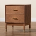 Baxton Studio Mandolin Mid-Century Ash Walnut Wood 2-Drawer Nightstand - BSOMG9010-Ash Walnut/Gold-2DW-NS