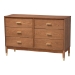 Baxton Studio Mandolin Mid-Century Ash Walnut Wood 6-Drawer Dresser