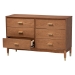 Baxton Studio Mandolin Mid-Century Ash Walnut Wood 6-Drawer Dresser - BSOMG9010-Ash Walnut/Gold-6DW-Dresser