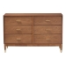 Baxton Studio Mandolin Mid-Century Ash Walnut Wood 6-Drawer Dresser - BSOMG9010-Ash Walnut/Gold-6DW-Dresser