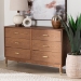Baxton Studio Mandolin Mid-Century Ash Walnut Wood 6-Drawer Dresser - BSOMG9010-Ash Walnut/Gold-6DW-Dresser