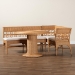 bali & pari Monica Bohemian Light Honey Rattan 3-Piece Dining Nook Set - BSOMonica-3PC Dining Nook Set