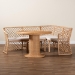 bali & pari Ellard Bohemian Light Honey Rattan 3-Piece Dining Nook Set - BSOAysi/Braided-3PC Dining Set