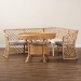 bali & pari Frayne Bohemian Light Honey Rattan 3-Piece Dining Nook Set - BSOAysi/Palm Short-3PC Dining Set