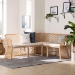 bali & pari Aysi Bohemian Light Honey Rattan 2-Piece Dining Nook Bench Set - BSOAysi-Light Honey Rattan-2PC Bench Set