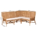 bali & pari Baako Bohemian Light Honey Rattan 2-Piece Dining Nook Bench Set - BSOBaako-Light Honey Rattan-2PC Bench Set