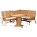 bali & pari Nantai Bohemian Light Honey Rattan 3-Piece Dining Nook Set - BSOBaako/Braided-3PC Dining Set