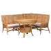 bali & pari Olivera Bohemian Light Honey Rattan 3-Piece Dining Nook Set