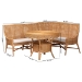 bali & pari Olivera Bohemian Light Honey Rattan 3-Piece Dining Nook Set - BSOBaako/Palm Short-3PC Dining Set