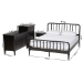 Baxton Studio Braith Farmhouse Black Spindle Wood Queen Size 4-Piece Bedroom Set - BSOSW8620-Black-4PC Queen Bedroom Set