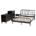 Baxton Studio Braith Farmhouse Black Spindle Wood Queen Size 4-Piece Bedroom Set - BSOSW8620-Black-4PC Queen Bedroom Set
