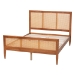 Baxton Studio Walthard Mid-Century Light Walnut King Platform Bed with Woven Rattan - BSOSW8632-Light Walnut/Rattan-King