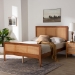 Baxton Studio Walthard Mid-Century Light Walnut King Platform Bed with Woven Rattan - BSOSW8632-Light Walnut/Rattan-King