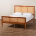 Baxton Studio Walthard Mid-Century Light Walnut King Platform Bed with Woven Rattan - BSOSW8632-Light Walnut/Rattan-King