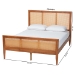 Baxton Studio Walthard Mid-Century Light Walnut King Platform Bed with Woven Rattan - BSOSW8632-Light Walnut/Rattan-King