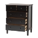 Baxton Studio Braith Farmhouse Black Spindle Wood 5-Drawer Chest - BSOSW8000-88CH5D-Black-Chest