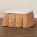 bali & pari Palm Scallop Natural Rattan Ottoman with Cushion - Handwoven Wicker Accent Bench or Footrest for Living Room, Bedroom, or Sunroom Decor, 39" Square - BSOPalm-Light Honey Rattan-35 Ottoman w Cushion