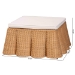 bali & pari Palm Scallop Natural Rattan Ottoman with Cushion - Handwoven Wicker Accent Bench or Footrest for Living Room, Bedroom, or Sunroom Decor, 39" Square - BSOPalm-Light Honey Rattan-35 Ottoman w Cushion