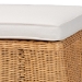 bali & pari Palm Scallop Natural Rattan Ottoman with Cushion - Handwoven Wicker Accent Bench for Living Room, Bedroom or Entryway, Coastal Boho Style Accent Furniture, Rectangle - BSOPalm-Light Honey Rattan-Rectangle Ottoman w/ Cushion