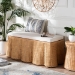 bali & pari Palm Scallop Natural Rattan Ottoman with Cushion - Handwoven Wicker Accent Bench for Living Room, Bedroom or Entryway, Coastal Boho Style Accent Furniture, Rectangle - BSOPalm-Light Honey Rattan-Rectangle Ottoman w/ Cushion