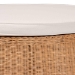 bali & pari Palm Scallop Natural Rattan Ottoman with Cushion - Handwoven Wicker Accent Stool or Footrest for Living Room, Bedroom, or Sunroom, Coastal Boho Style, 32" Round - BSOPalm-Light Honey Rattan-90cm Round Ottoman w/Cushion