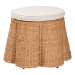 bali & pari Palm Scallop Natural Rattan Ottoman with Cushion - Handwoven Wicker Accent Stool or Footrest for Living Room, Bedroom, or Sunroom, Coastal Boho Style, 26" Round - BSOPalm-Light Honey Rattan-51cm Round Ottoman w/Cushion