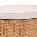 bali & pari Palm Scallop Natural Rattan Ottoman with Cushion - Handwoven Wicker Accent Stool or Footrest for Living Room, Bedroom, or Sunroom, Coastal Boho Style, 26" Round - BSOPalm-Light Honey Rattan-51cm Round Ottoman w/Cushion