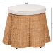 bali & pari Palm Scallop Natural Rattan Ottoman with Cushion - Handwoven Wicker Accent Stool or Footrest for Living Room, Bedroom, or Sunroom, Coastal Boho Style, 26" Round - BSOPalm-Light Honey Rattan-51cm Round Ottoman w/Cushion