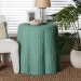 bali & pari Palm Scallop Natural Rattan Console Table - Handwoven Wicker Round Accent Table for Living Room, Sunroom or Foyer Place, Coastal Boho Style in Teal Green - BSOPalm-Green Rattan Round-Console Table