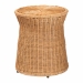 bali & pari Caroline Round Natural Rattan End Table - Handwoven Wicker Drum Shape Accent Table for Living Room or Sunroom, Light Honey - BSOCharlote-Light Honey Rattan-ET