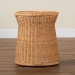 bali & pari Caroline Round Natural Rattan End Table - Handwoven Wicker Drum Shape Accent Table for Living Room or Sunroom, Light Honey - BSOCharlote-Light Honey Rattan-ET
