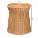 bali & pari Caroline Round Natural Rattan End Table - Handwoven Wicker Drum Shape Accent Table for Living Room or Sunroom, Light Honey - BSOCharlote-Light Honey Rattan-ET