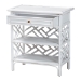 bali & pari Tiaret Natural Rattan Nightstand with Drawer and Shelves - Chippendale -Style Bedside Table for Bedroom or Coastal Living Spaces, White - BSOWS117-Small Knob-White-Rattan-NS