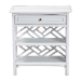 bali & pari Tiaret Natural Rattan Nightstand with Drawer and Shelves - Chippendale -Style Bedside Table for Bedroom or Coastal Living Spaces, White - BSOWS117-Small Knob-White-Rattan-NS