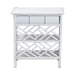 bali & pari Tiaret Natural Rattan Nightstand with Drawer and Shelves - Chippendale -Style Bedside Table for Bedroom or Coastal Living Spaces, White - BSOWS117-Small Knob-White-Rattan-NS