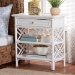 bali & pari Tiaret Natural Rattan Nightstand with Drawer and Shelves - Chippendale -Style Bedside Table for Bedroom or Coastal Living Spaces, White - BSOWS117-Small Knob-White-Rattan-NS