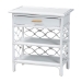 bali & pari Akane Natural Rattan Nightstand with Drawer and Open Shelves - Coastal Bedside Table with Lattice Design, White - BSOWS118A-Medium Knob-White-Rattan-NS
