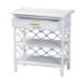bali & pari Akane Natural Rattan Nightstand with Drawer and Open Shelves - Coastal Bedside Table with Lattice Design, White - BSOWS118A-Medium Knob-White-Rattan-NS