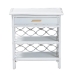 bali & pari Akane Natural Rattan Nightstand with Drawer and Open Shelves - Coastal Bedside Table with Lattice Design, White - BSOWS118A-Medium Knob-White-Rattan-NS