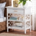 bali & pari Akane Natural Rattan Nightstand with Drawer and Open Shelves - Coastal Bedside Table with Lattice Design, White - BSOWS118A-Medium Knob-White-Rattan-NS