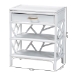 bali & pari Daina Natural Rattan Nightstand with Drawer and Open Shelves - Coastal Bedside Table with Geometric Design, White - BSOWS118B-Medium Knob-White-Rattan-NS