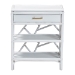 bali & pari Daina Natural Rattan Nightstand with Drawer and Open Shelves - Coastal Bedside Table with Geometric Design, White - BSOWS118B-Medium Knob-White-Rattan-NS