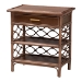 bali & pari Akane Natural Rattan Nightstand with Drawer and Open Shelves - Coastal Bedside Table with Lattice Design, Brown - BSOWS118A-Medium Knob-Antiqued Brown-Rattan-NS