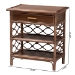 bali & pari Akane Natural Rattan Nightstand with Drawer and Open Shelves - Coastal Bedside Table with Lattice Design, Brown - BSOWS118A-Medium Knob-Antiqued Brown-Rattan-NS