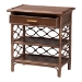 bali & pari Akane Natural Rattan Nightstand with Drawer and Open Shelves - Coastal Bedside Table with Lattice Design, Brown - BSOWS118A-Medium Knob-Antiqued Brown-Rattan-NS