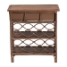 bali & pari Akane Natural Rattan Nightstand with Drawer and Open Shelves - Coastal Bedside Table with Lattice Design, Brown - BSOWS118A-Medium Knob-Antiqued Brown-Rattan-NS