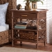 bali & pari Akane Natural Rattan Nightstand with Drawer and Open Shelves - Coastal Bedside Table with Lattice Design, Brown - BSOWS118A-Medium Knob-Antiqued Brown-Rattan-NS