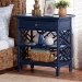 bali & pari Tiaret Natural Rattan Nightstand with Drawer and Shelves - Chippendale -Style Bedside Table for Bedroom or Coastal Living Spaces, Blue - BSOWS117-Small Knob-Royal Blue-Rattan-NS
